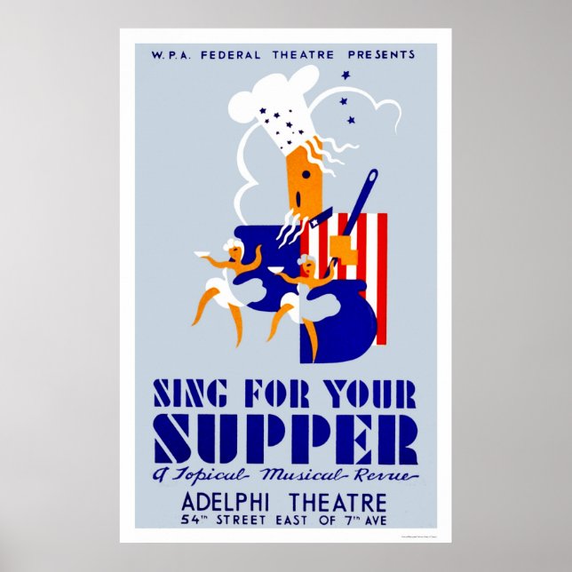 Poster Chanson Pour Supper Musical 1939 WPA (Devant)