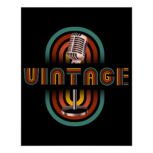 Poster Chant vintage de musique micro