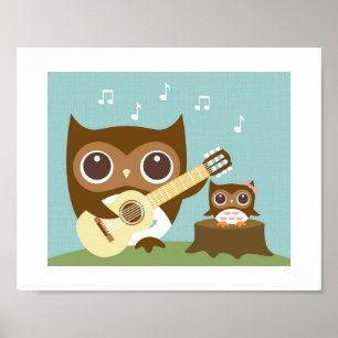 Poster Chanté Retro Owl Imprimer