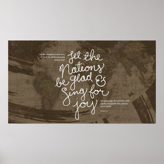 Poster Chanter pour la joie vers de la Bible Psaume 67:3- (Devant)