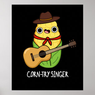 Poster Chanteur de corne Funny Corn Pun Dark BG