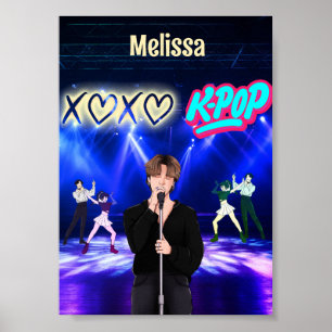 Poster Chanteur K-Pop sur scène XoXo Love K-Pop Music Cus