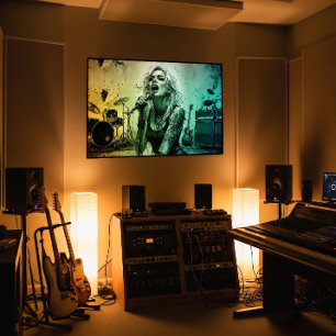 Poster Chanteuse de Rock Grunge Tenace