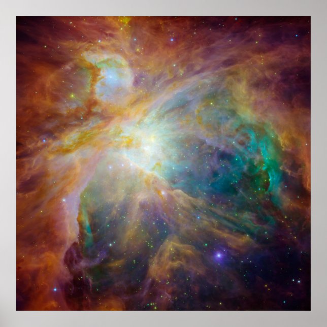 Poster Chaos au coeur du composite Spitzer Hubble Orion (Devant)