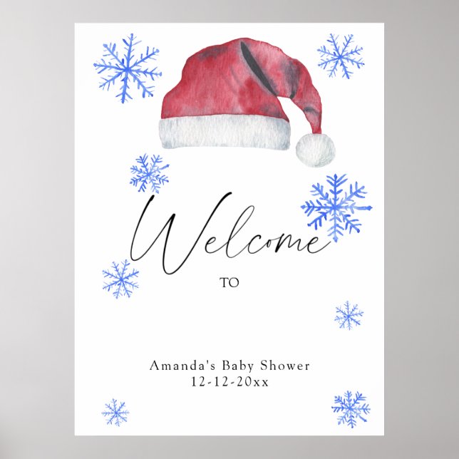 Poster Chapeau de Noël de l'aquarelle santa (Devant)
