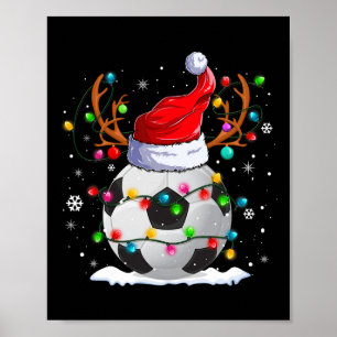 Poster Chapeau de Père Noël de football Renne Lumieres de