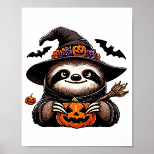 Poster Chapeau de sorcière de paresseux effrayant d'Hallo