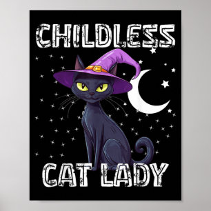Poster Chapeau de sorcière effrayant de dame de chat sans