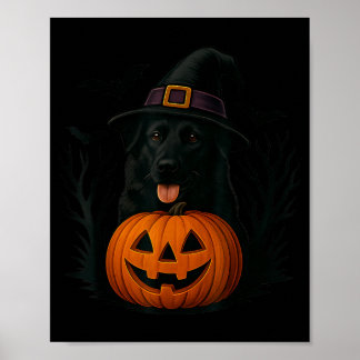 Poster Chapeau de sorcière en citrouille de berger allema