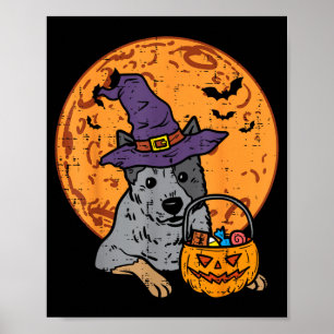 Poster Chapeau de Sorcière Lune Citrouille Lanterne Hallo