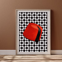 Chapeau Fez Marocain - Tarboush Rouge avec Carreau