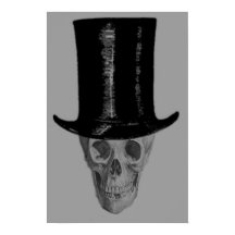 Chapeau haut de forme crâne monochrome