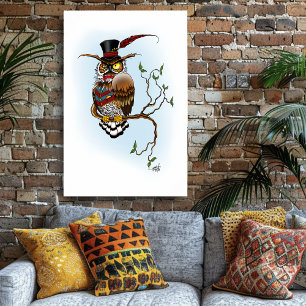 Poster Chapeau haut de style steampunk victorien élégant 