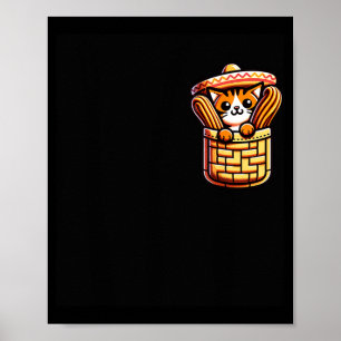 Poster Chapeau Mexicain Drôle Chat Churros Pocket Cinco D