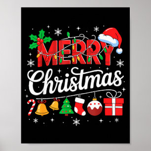 Poster Chapeau rouge de Père Noël Noël assorti Renne