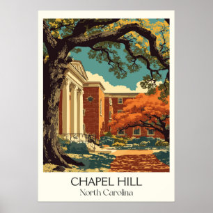 Poster Chapel Hill NC Université Vintage Campus Art