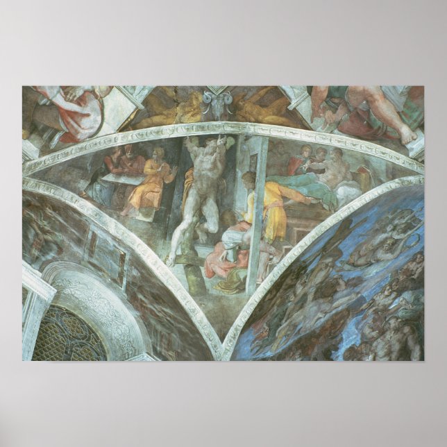 Poster Chapelle Sixtine Plafond : Haman (Devant)