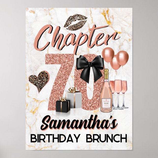 Poster Chapitre 70 Rose Gold Leopard Élégant 70e annivers (Devant)
