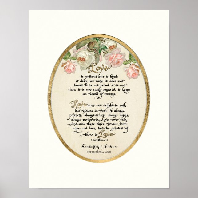 Poster Chapitre Amour, 1 Corinthiens 13 Calligraphie (Devant)
