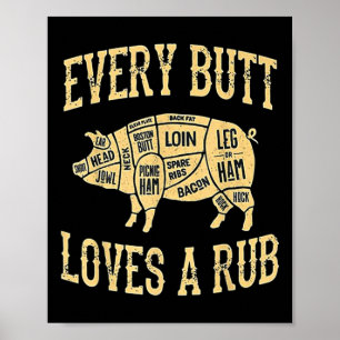 Poster Chaque Beurre Aime Un Bon Fumeur De Viande De Coch