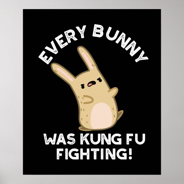 Poster Chaque Bunny Kung Fu Combattez Rabbit Pun Dark BG (Devant)