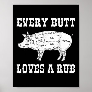 Poster Chaque Butt aime Rub Grilling Bbq Smoker Cadeau Pa