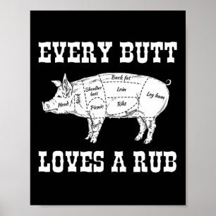 Poster Chaque Butt aime Rub Grilling Bbq Smoker Cadeau Pa
