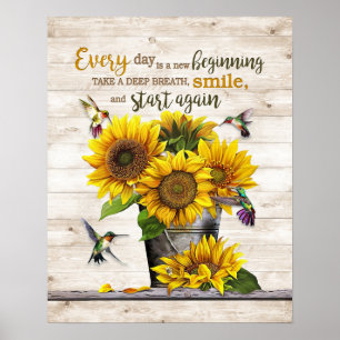 Poster Chaque jour est un nouveau début Hummingbird