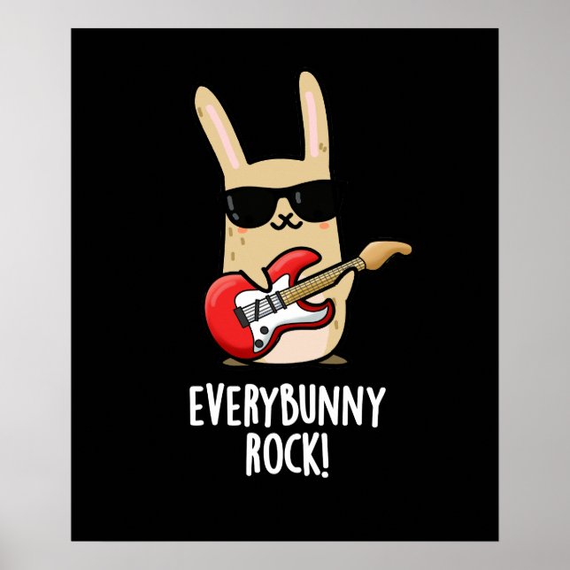 Poster Chaque Lapin Rock Drôle Animal Rabbit Pun Dark BG (Devant)