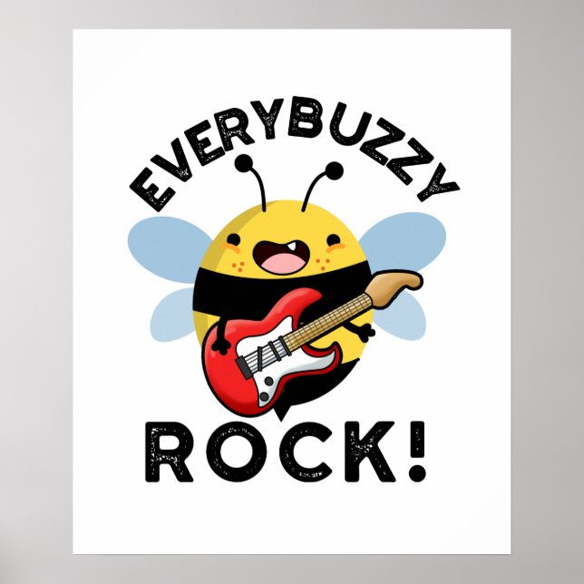 Poster Chaque Rock Buzzy Funny Musique Bee Pun (Devant)