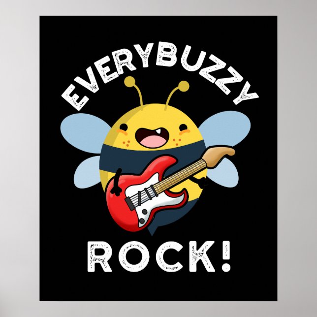 Poster Chaque Rock Buzzy Funny Musique Bee Pun Dark BG (Devant)