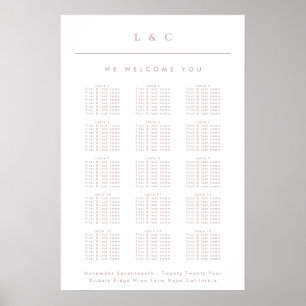 Poster Char de Mariage de calligraphie rose sale