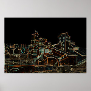 Poster Charbon Anthracite Mines Charbon Miner Miner néon 