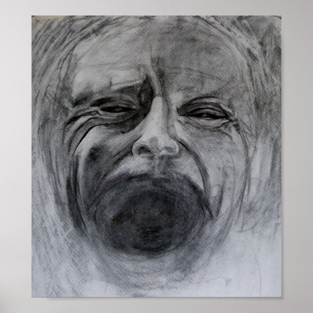 Poster Charbon et crayon dessin sur papier (Devant)