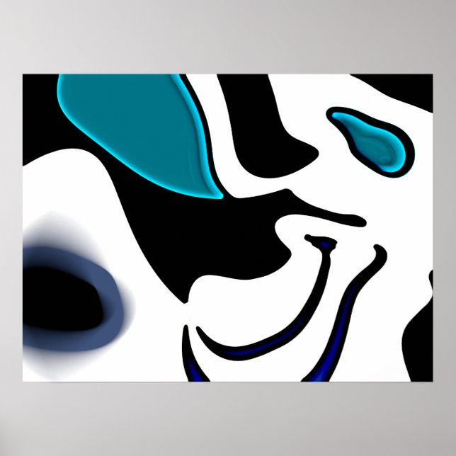 Poster Charge de profondeur : noir, blanc et bleu Abstrai (Devant)