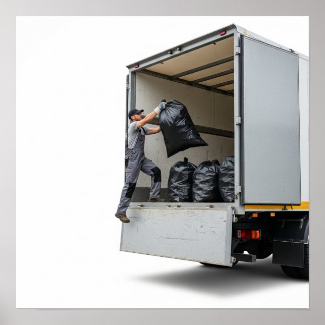 Poster Chargement du camion de gestion des déchets (Devant)