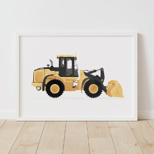 Poster Chargement sur roues jaunes Véhicule de constructi