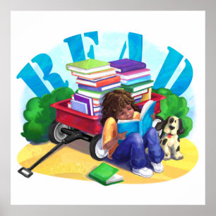 Poster Chariot à Livres