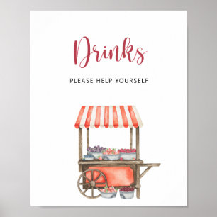 Poster Chariot de baies - Boissons à servir soi-même Aff