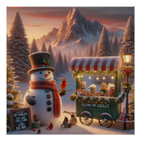 Chariot de Chocolat Chaud du Bonhomme de Neige de 