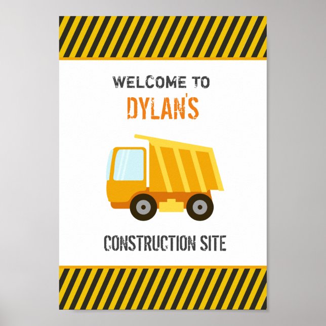 Poster Chariot de construction Anniversaire (Devant)