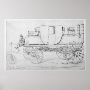 Poster Chariot de la vapeur du chariot de hôpital, 1827