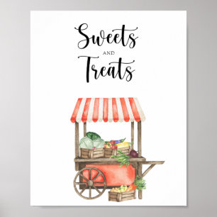 Poster Chariot de marché pour baby shower - douceurs et f