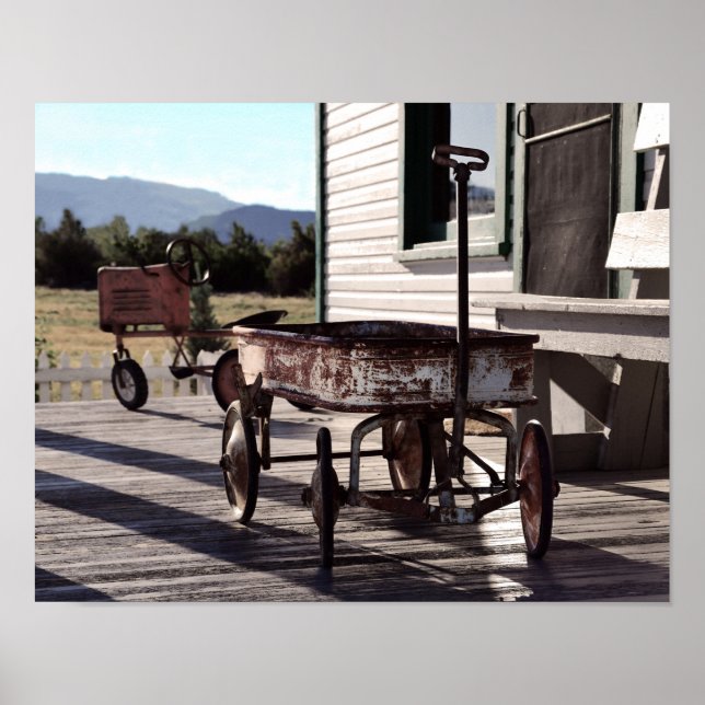 Poster Chariot et tracteur jouets vintage (Devant)