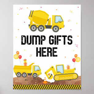 Poster Chariots de construction Cadeaux de vidage d'anniv