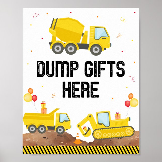 Poster Chariots de construction Cadeaux de vidage d'anniv (Devant)