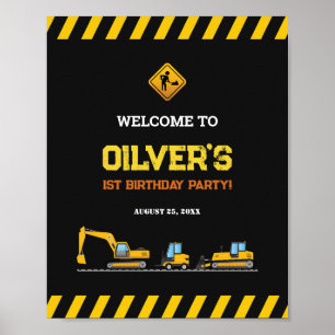 Poster Chariots de construction modifiables Signes de fêt