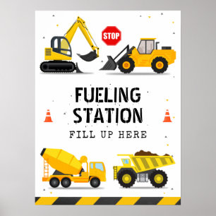Poster Chariots de construction Poste d'alimentation Anni