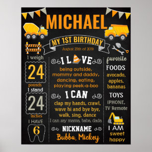 Poster Chariots de construction Signal d'anniversaire