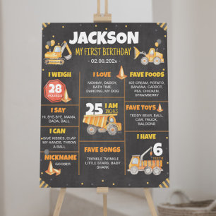 Poster Chariots de construction Signal de jalon d'anniver